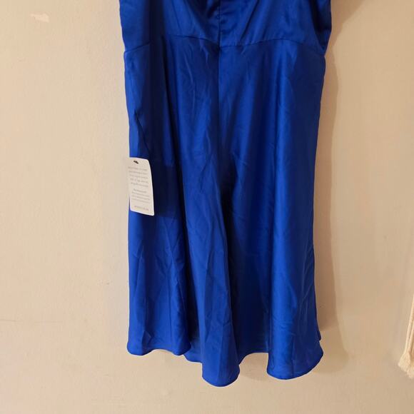 NWT ASTR the Label Satin Tie Front Blue Tank Mini Dress Sexy Short Size L Large - Picture 7 of 9